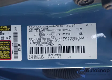 2019 Toyota Tundra Crewmax Sr5 из США, поврежденный, VIN 5TFDW5F14KX790149